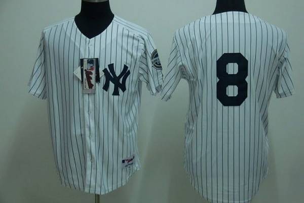 Yankees #8 Yogi Berra Stitched White MLB Jersey - Click Image to Close